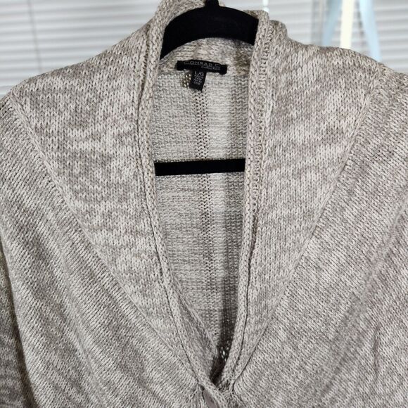 Conrad‎ C Large $60 Cotton Blend Cable Knit Gray Heather Bolero Shrug Sweater - Picture 3 of 9